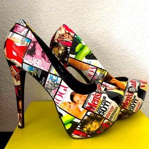 NWB Collage Print Heels